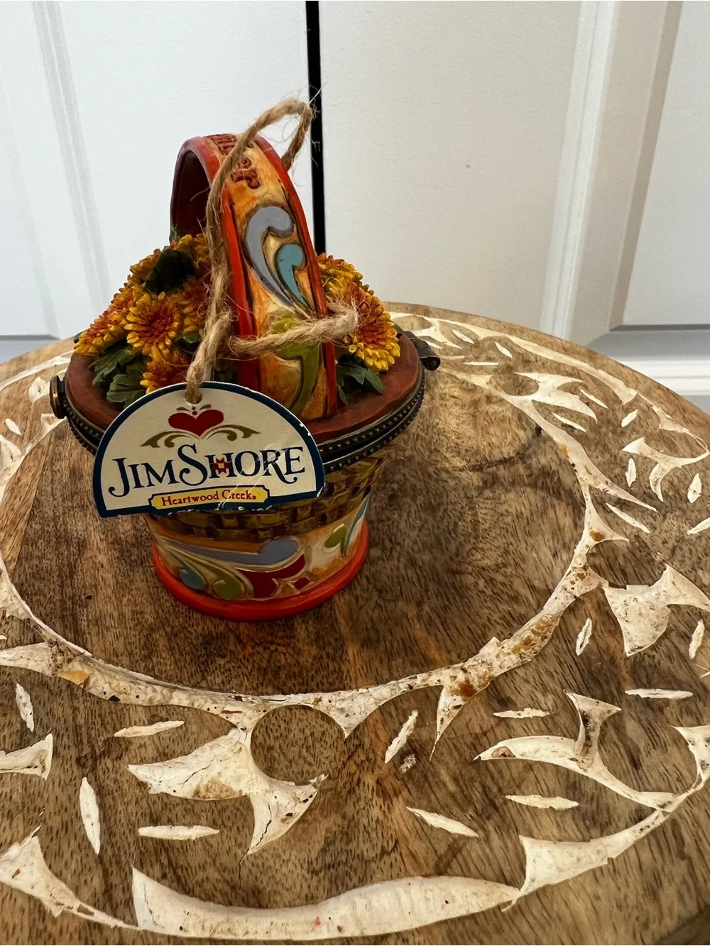 Jim Shore Yellow and Orange Sunflower Basket Trinket Box November